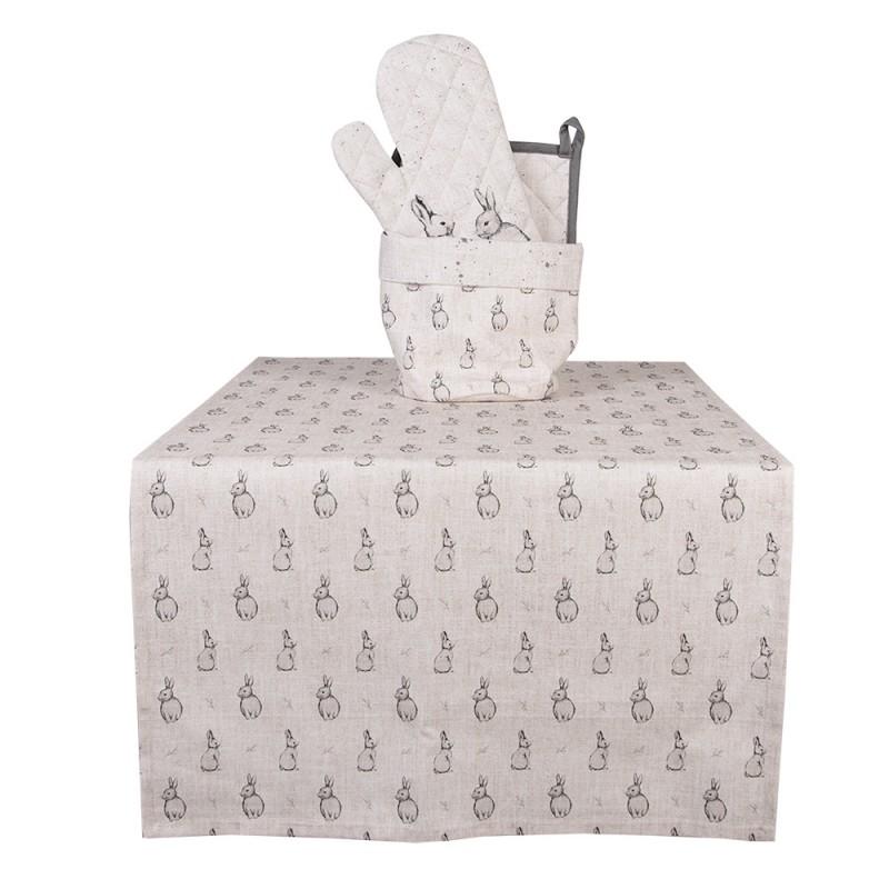 Clayre & Eef BNS44 Ovenwant 18x30 Cm Beige Grijs Katoen Konijn