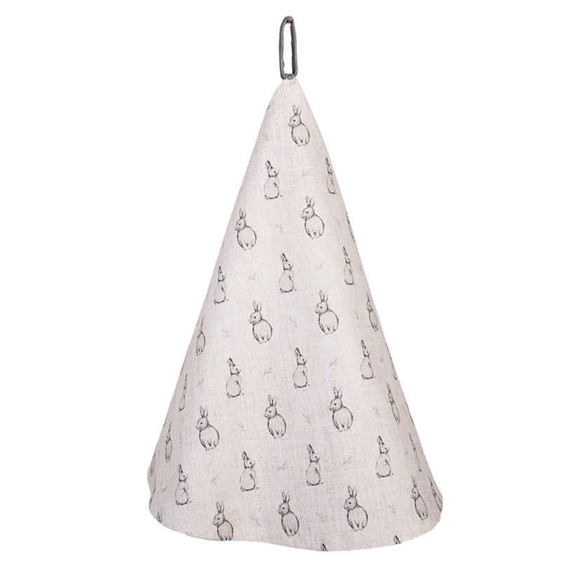 clayre & eef BNS48 Theedoek Ø 80 cm Beige Grijs Katoen Konijn Rond