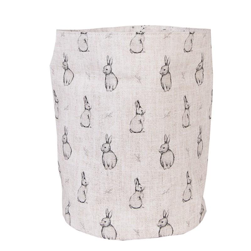 Clayre & Eef BNS50 Broodmand Ø 15x16 Cm Beige Grijs Katoen Konijn