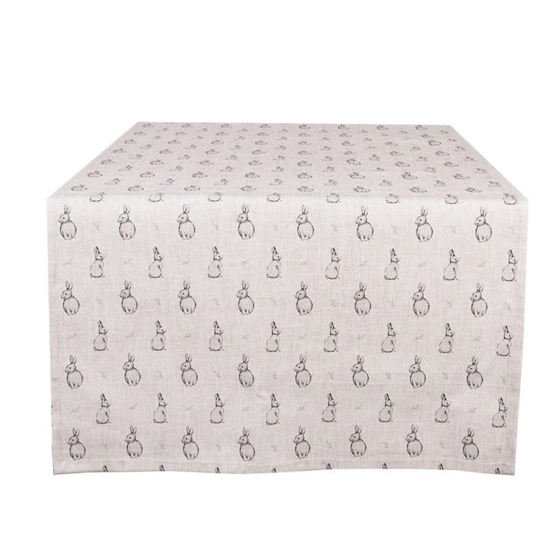 clayre & eef BNS64 Tafelloper 50x140 cm Beige Grijs Katoen Konijn