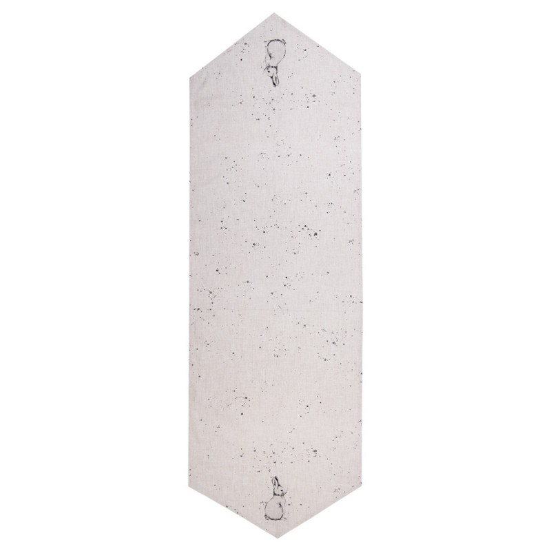 Clayre & Eef BNS65 Tafelloper 50x160 Cm Beige Grijs Katoen Konijn