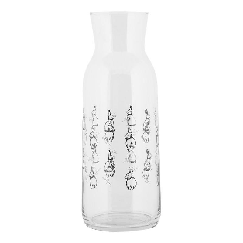 Clayre & Eef BNSGL0001 Karaf 1000 Ml Transparant Glas Konijnen