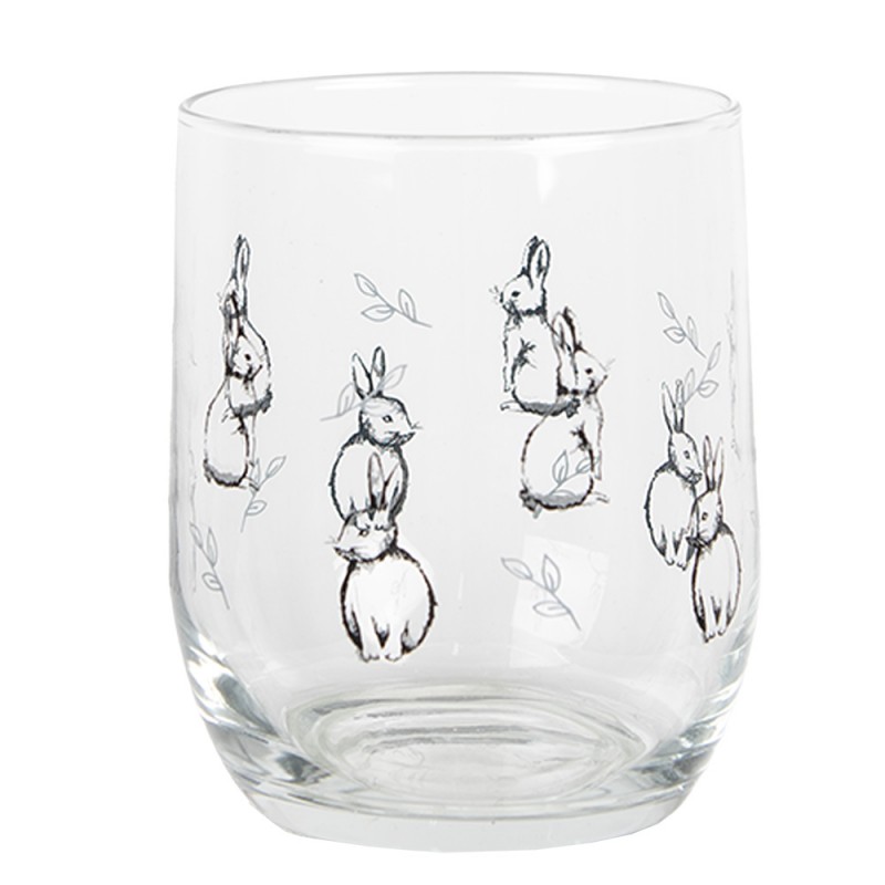 Clayre & Eef BNSGL0002 Waterglas 300 Ml Transparant Glas Konijnen Drinkbeker