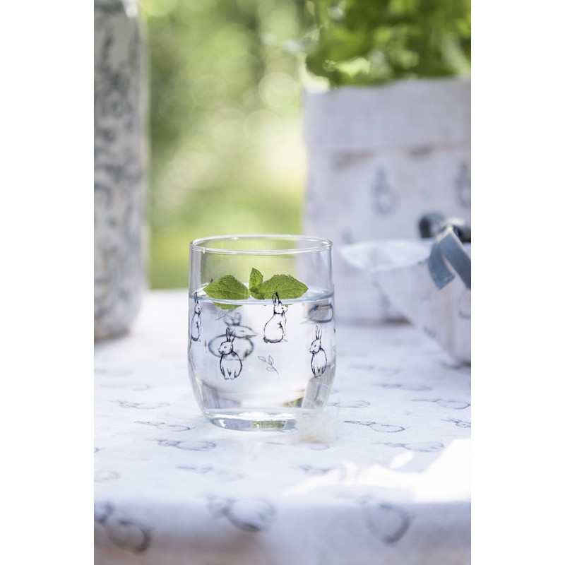 Clayre & Eef BNSGL0002 Waterglas 300 Ml Transparant Glas Konijnen Drinkbeker