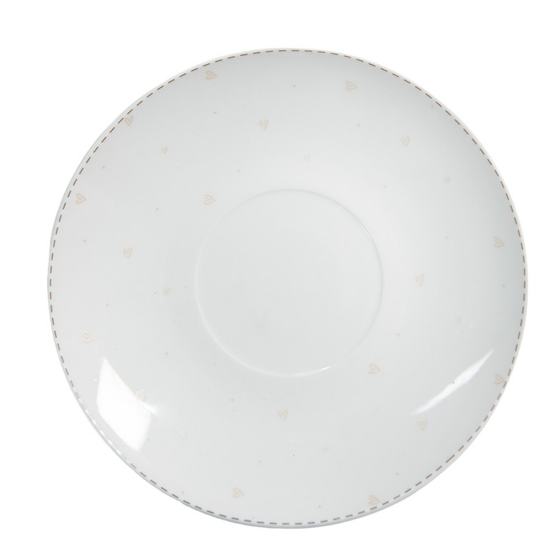 Clayre & Eef BSLCKS Kop En Schotel 250 Ml Wit Bruin Porselein