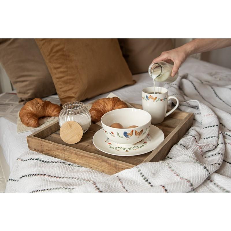 Clayre & Eef CARYMU Mok 350 Ml Wit Keramiek Haan Drinkbeker