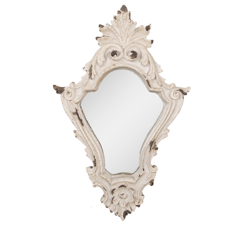 Clayre & Eef 62S321 Spiegel 27x5x42 Cm Wit Kunststof