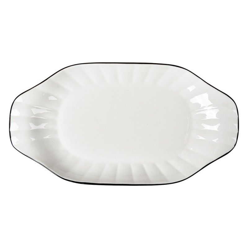 Clayre & Eef 6CE2166 Schaal 29x16 Cm Wit Keramiek