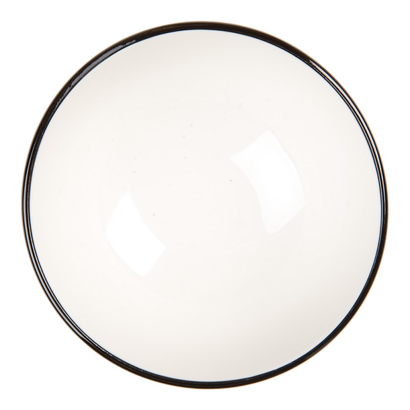 Clayre & Eef 6CEBO0072 Kom 125 Ml Wit Zwart Keramiek