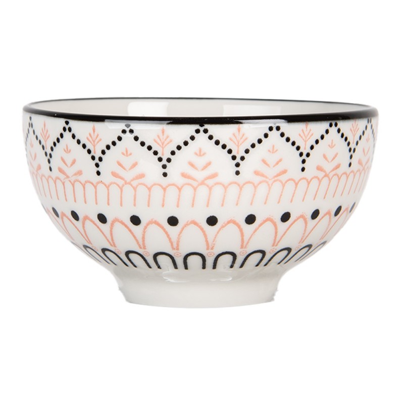 clayre & eef 6CEBO0072 Kom 125 ml Wit Zwart Keramiek