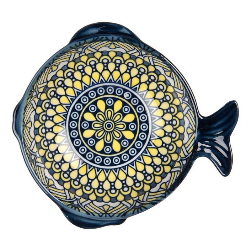 Clayre & Eef 6CEBO0075 Kom 200 Ml Wit Blauw Keramiek