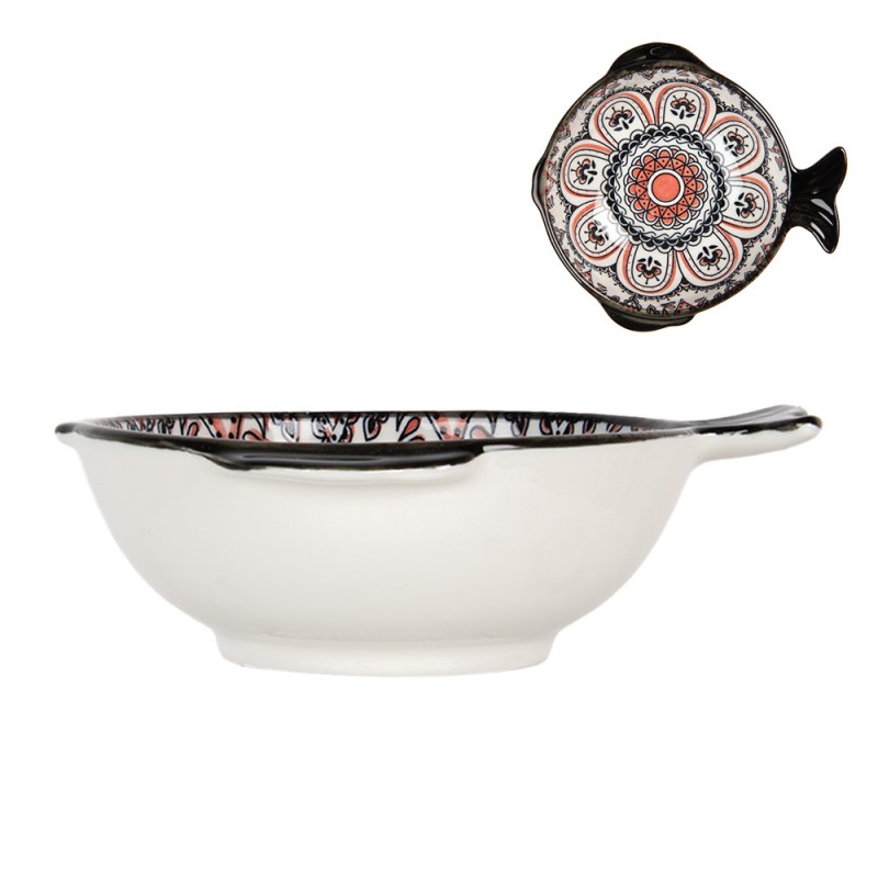 clayre & eef 6CEBO0076 Kom 200 ml Wit Zwart Keramiek