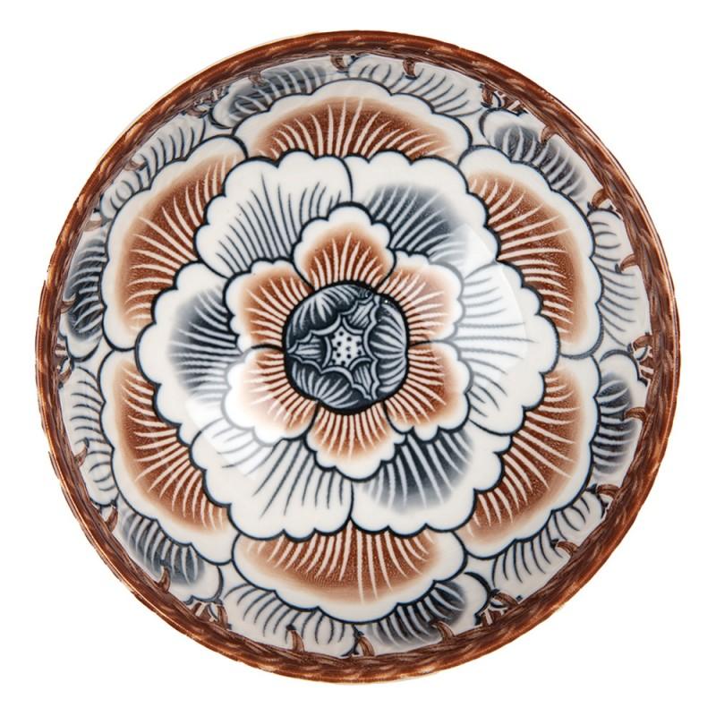 Clayre & Eef 6CEBO0081 Kom 200 Ml Wit Bruin Keramiek