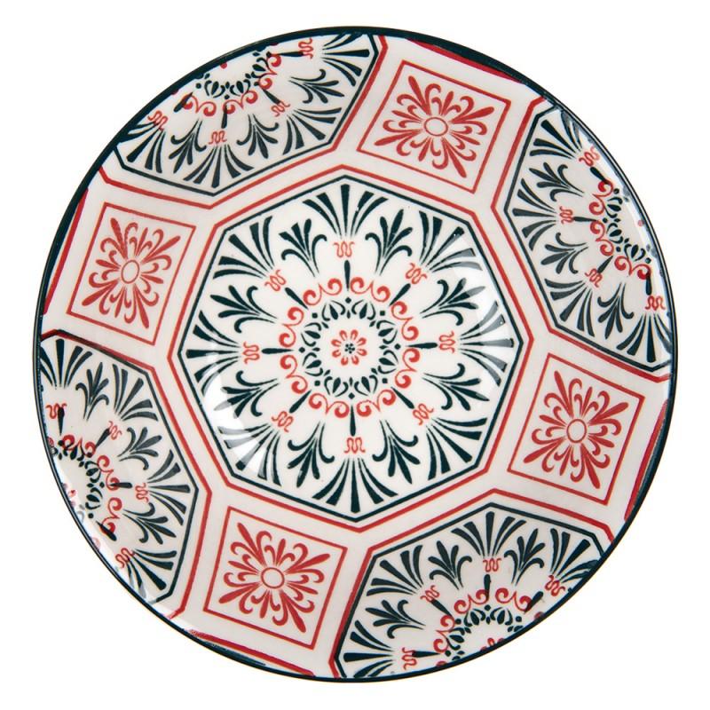 Clayre & Eef 6CEBO0164 Kom 350 Ml Wit Rood Keramiek