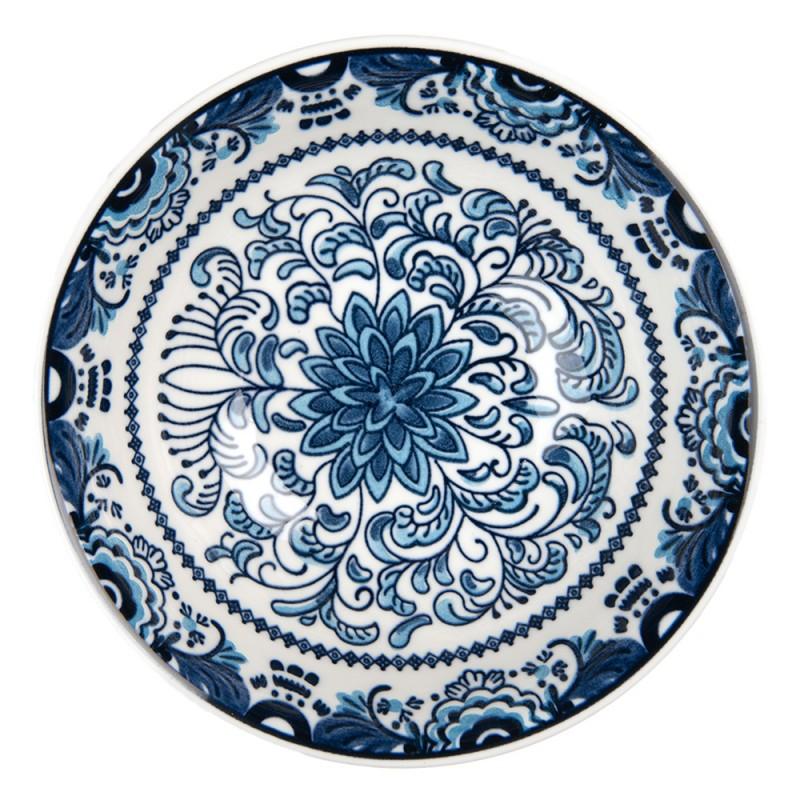 Clayre & Eef 6CEBO0166 Kom 350 Ml Wit Blauw Keramiek