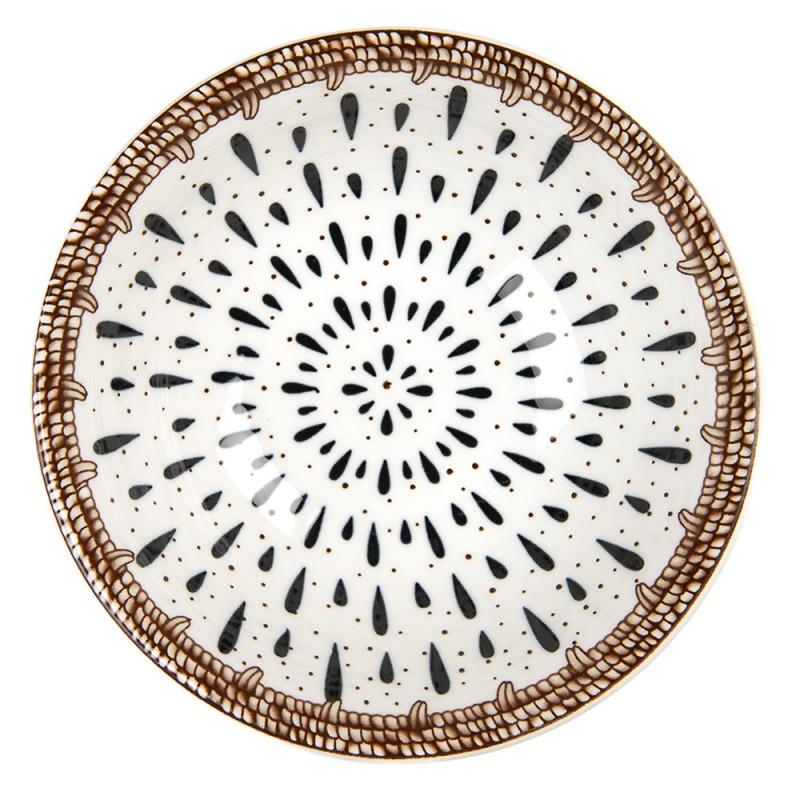 Clayre & Eef 6CEBO0167 Kom 350 Ml Wit Bruin Keramiek