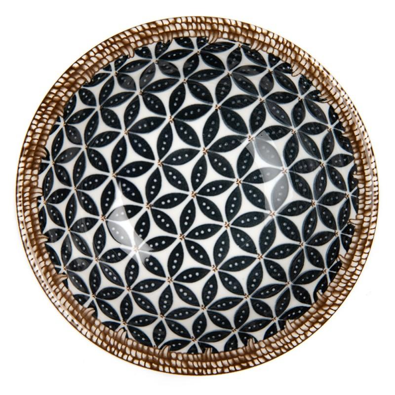 Clayre & Eef 6CEBO0168 Kom 350 Ml Wit Zwart Keramiek