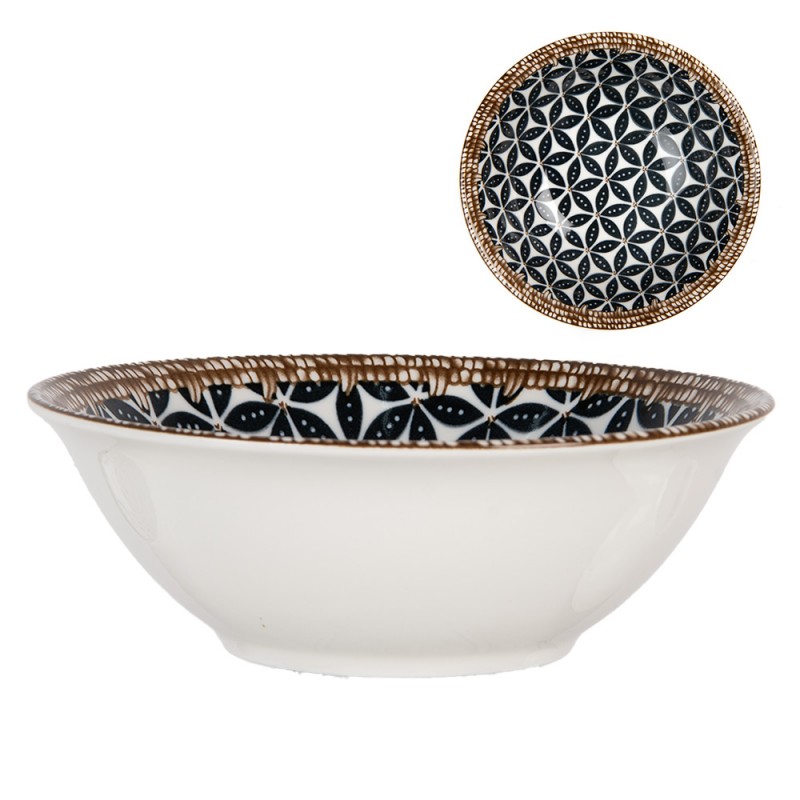 clayre & eef 6CEBO0168 Kom 350 ml Wit Zwart Keramiek