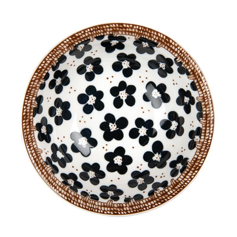 Clayre & Eef 6CEBO0170 Kom 350 Ml Wit Zwart Keramiek