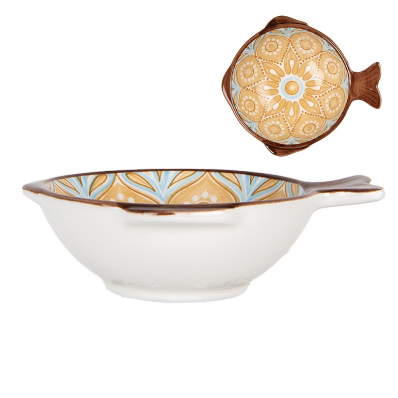 Clayre & Eef 6CEBO0182 Kom 100 Ml Wit Geel Keramiek