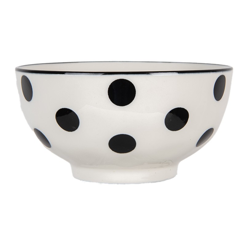 Clayre & Eef 6CEBO0195 Kom 125 Ml Wit Zwart Keramiek