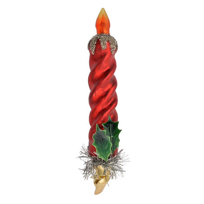 clayre & eef 6GL4711 Kersthanger 4x3x17 cm Rood Glas