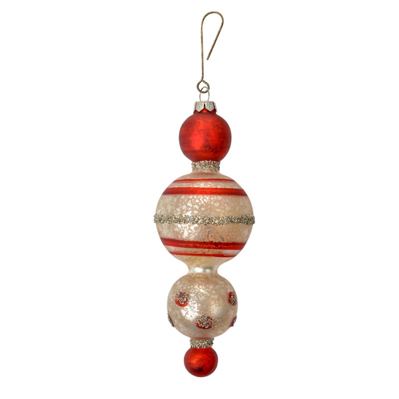 Clayre & Eef 6GL4712 Kersthanger Ø 6x17 Cm Rood Glas