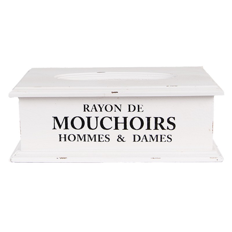 clayre & eef 6H2396 Tissue Box 28x16x10 cm Wit Hout