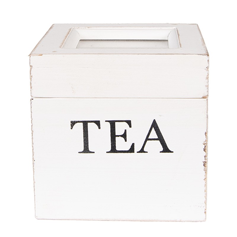 clayre & eef 6H2397 Theedoos 12x12x12 cm Wit Hout