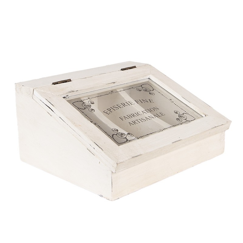 Clayre & Eef 6H2398 Theedoos 18x16x9 Cm Wit Hout