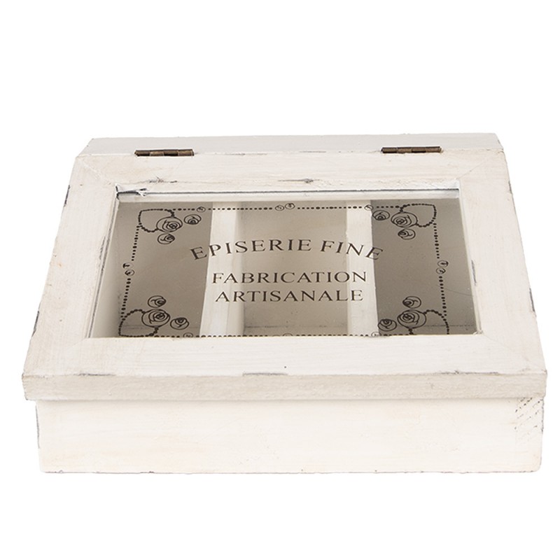 clayre & eef 6H2398 Theedoos 18x16x9 cm Wit Hout