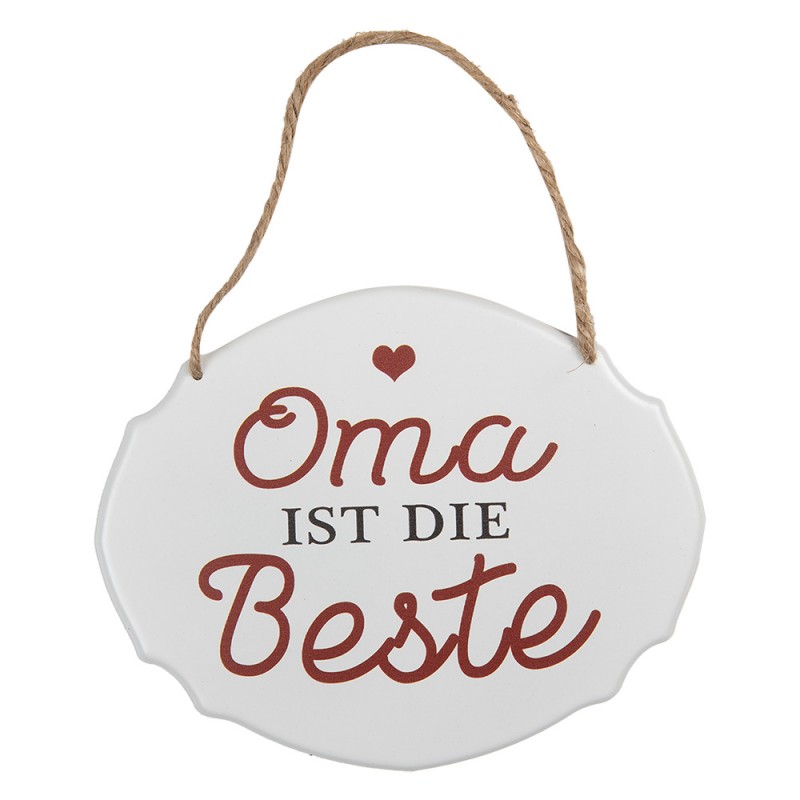 Clayre & Eef 6Y5686 Tekstbord 18x15 Cm Wit Metaal