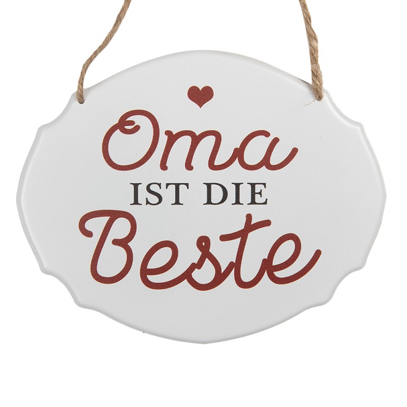 clayre & eef 6Y5686 Tekstbord 18x15 cm Wit Metaal