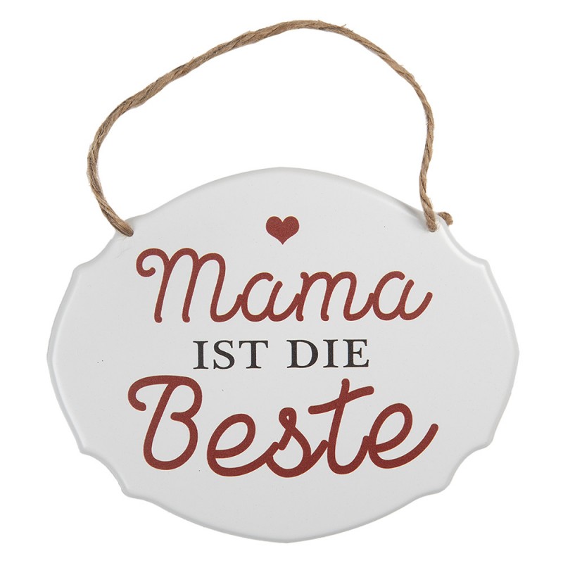 Clayre & Eef 6Y5687 Tekstbord 18x15 Cm Wit Metaal