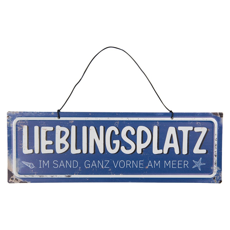 clayre & eef 6Y5690 Tekstbord 30x10 cm Blauw Metaal