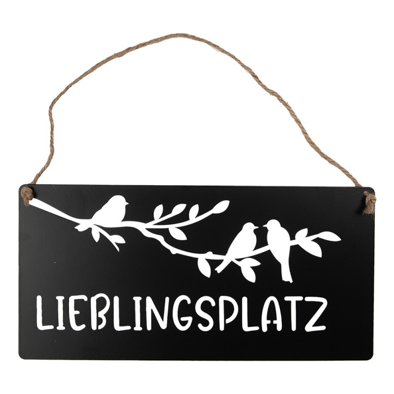 Clayre & Eef 6Y5697 Tekstbord 30x15 Cm Zwart Metaal