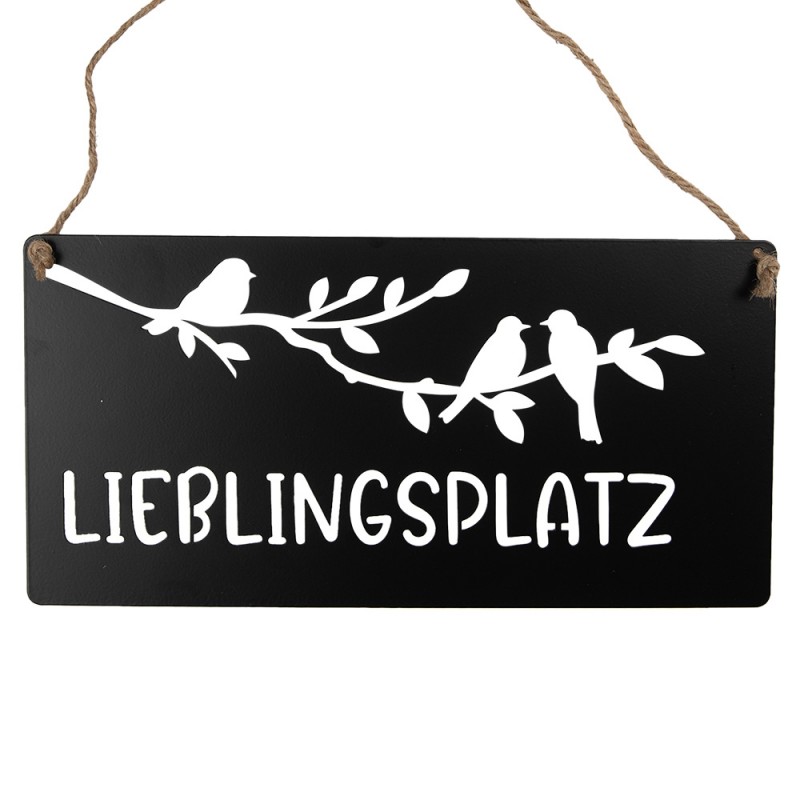 clayre & eef 6Y5697 Tekstbord 30x15 cm Zwart Metaal