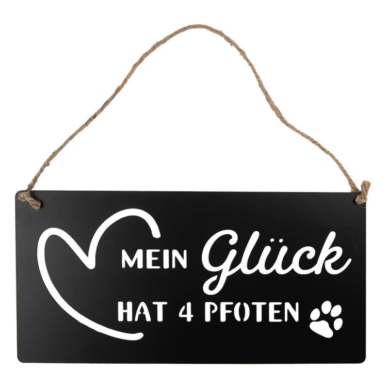 Clayre & Eef 6Y5698 Tekstbord 30x15 Cm Zwart Metaal