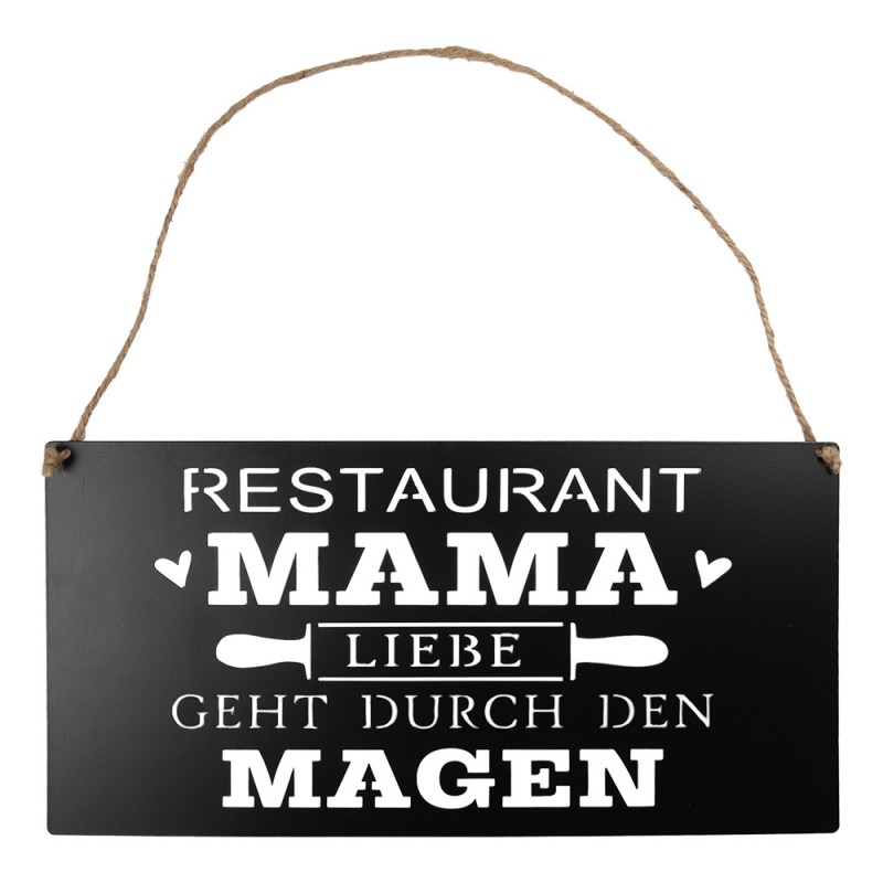 Clayre & Eef 6Y5699 Tekstbord 40x20 Cm Zwart Metaal