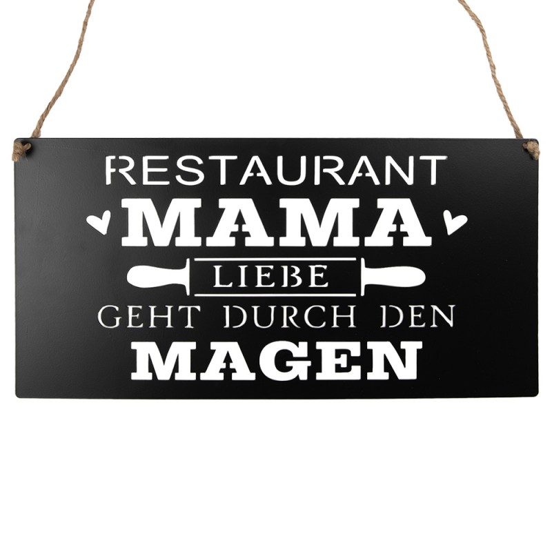 clayre & eef 6Y5699 Tekstbord 40x20 cm Zwart Metaal