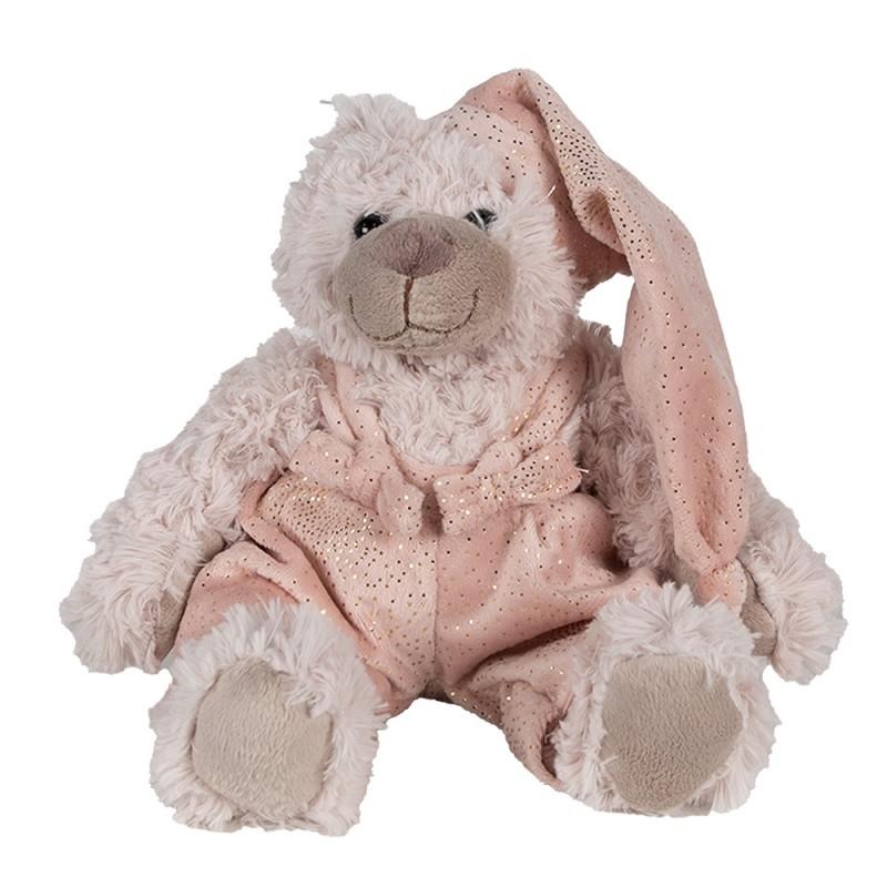 Clayre & Eef TW0593 Knuffel Beer 22 Cm Roze Pluche
