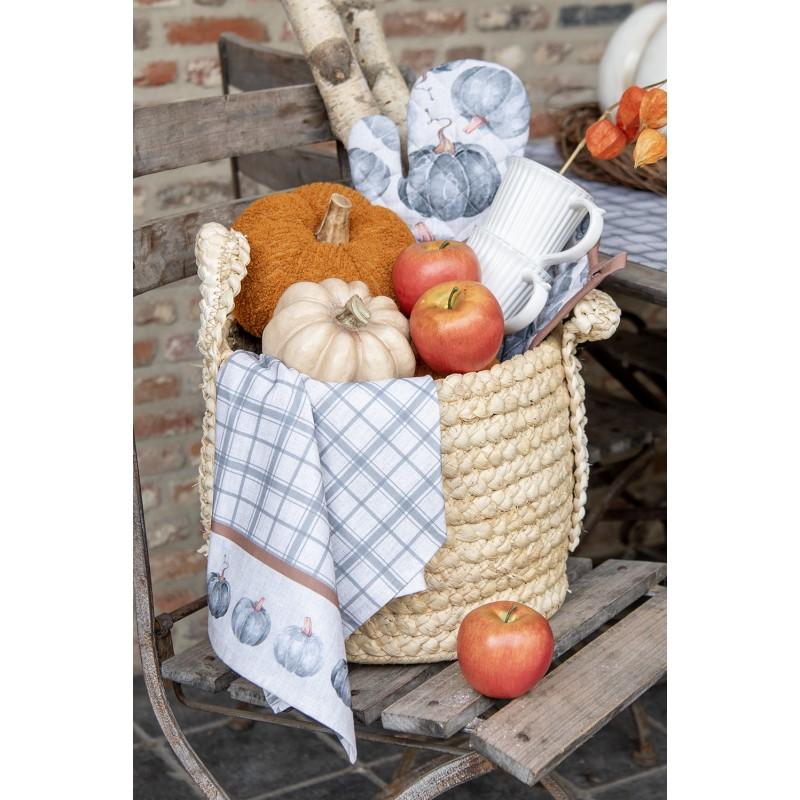 Clayre & Eef CSP42-1 Theedoek 50x70 Cm Grijs Katoen Pompoen