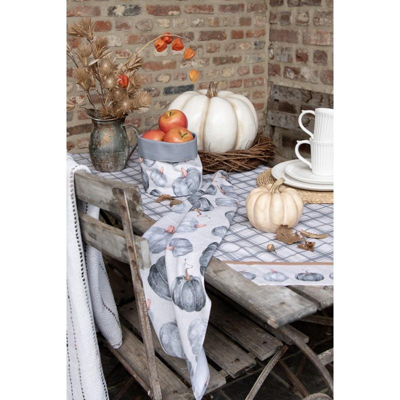 Clayre & Eef CSP42-2 Theedoek 50x70 Cm Grijs Katoen Pompoen