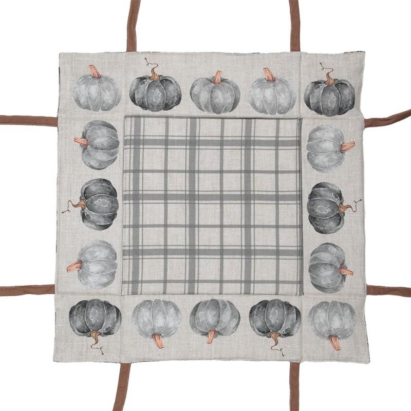 Clayre & Eef CSP47 Broodmand 35x35x8 Cm Grijs Katoen Pompoen Vierkant