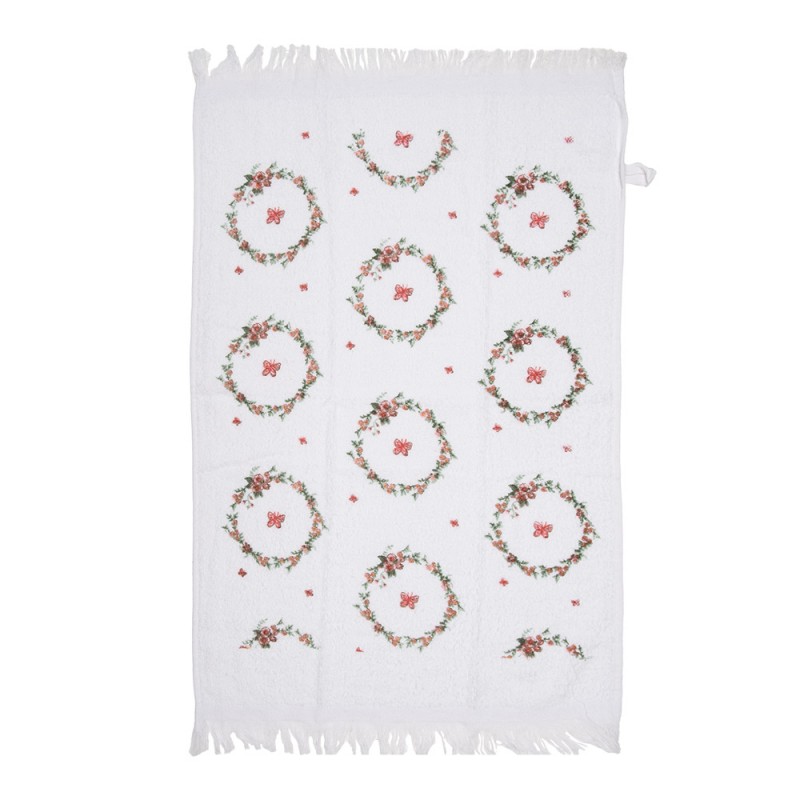 Clayre & Eef CTFEB-1 Gastendoekje 40x66 Cm Wit Katoen Vlinders