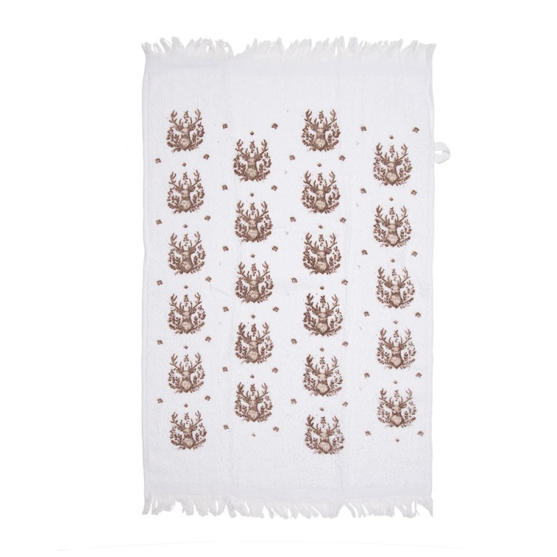 Clayre & Eef CTGTW Gastendoekje 40x66 Cm Wit Katoen Hert Rechthoek