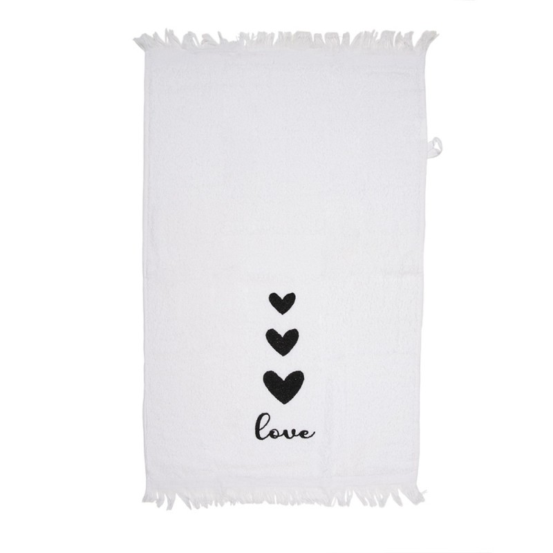 Clayre & Eef CTLBS-1 Gastendoekje 40x66 Cm Wit Katoen Hartjes