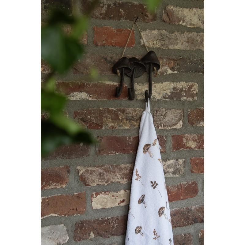 Clayre & Eef CTLFJ Gastendoekje 40x66 Cm Wit Katoen Paddenstoelen Rechthoek