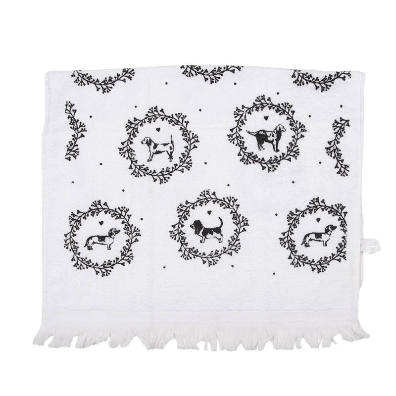 clayre & eef CTLGD-1 Gastendoekje 40x66 cm Wit Katoen Honden