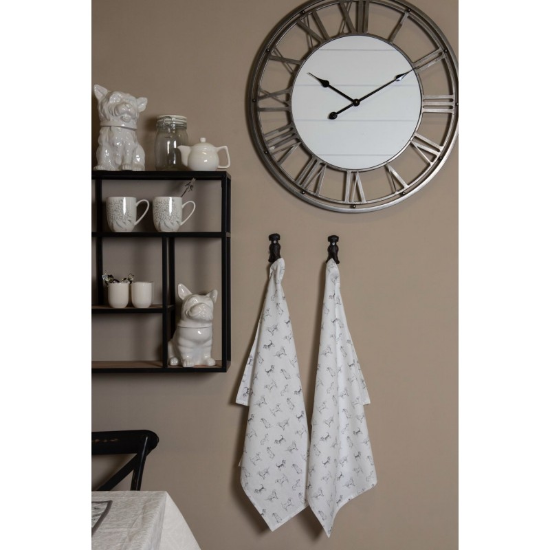 Clayre & Eef DOF49 Tassenopberger 21x46 Cm Grijs Wit Katoen Teckel Tassenzak